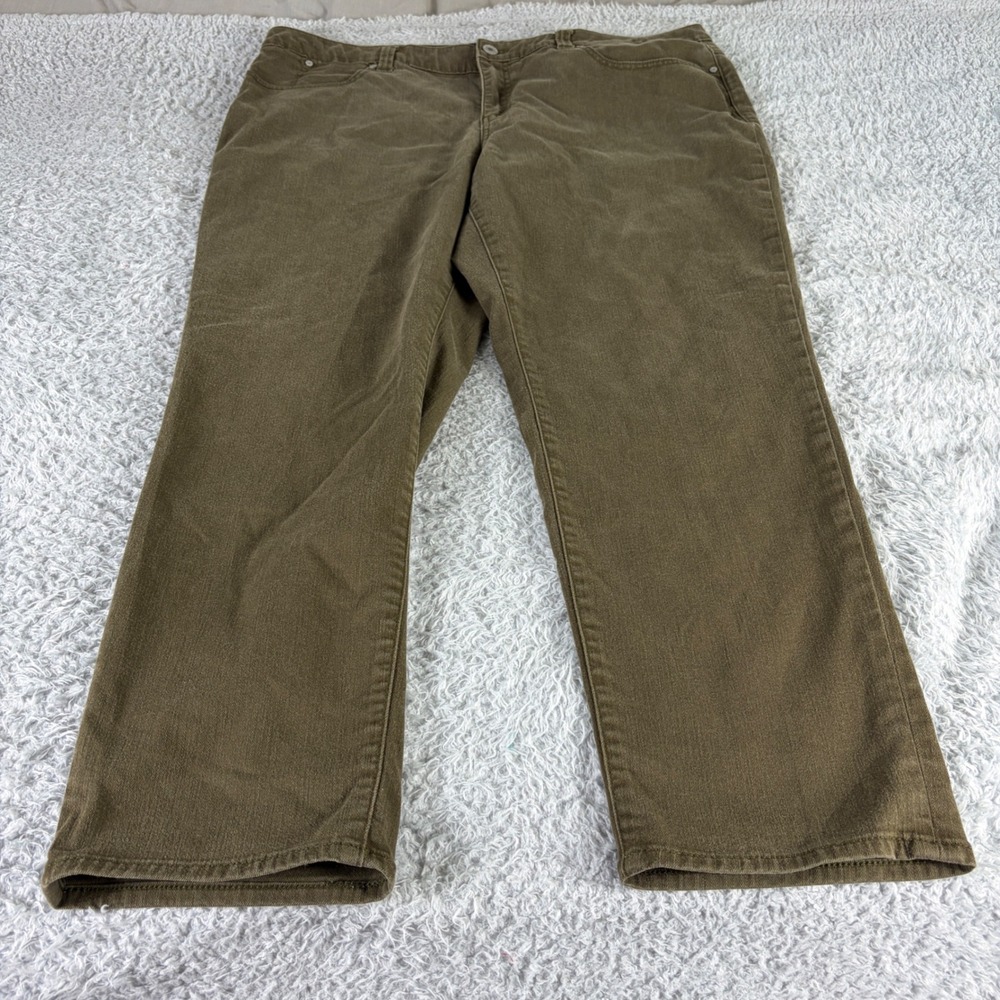 Talbots Simply Flattering Boyfriend Jeans Olive Green 18W Stretch VN5463 04/24